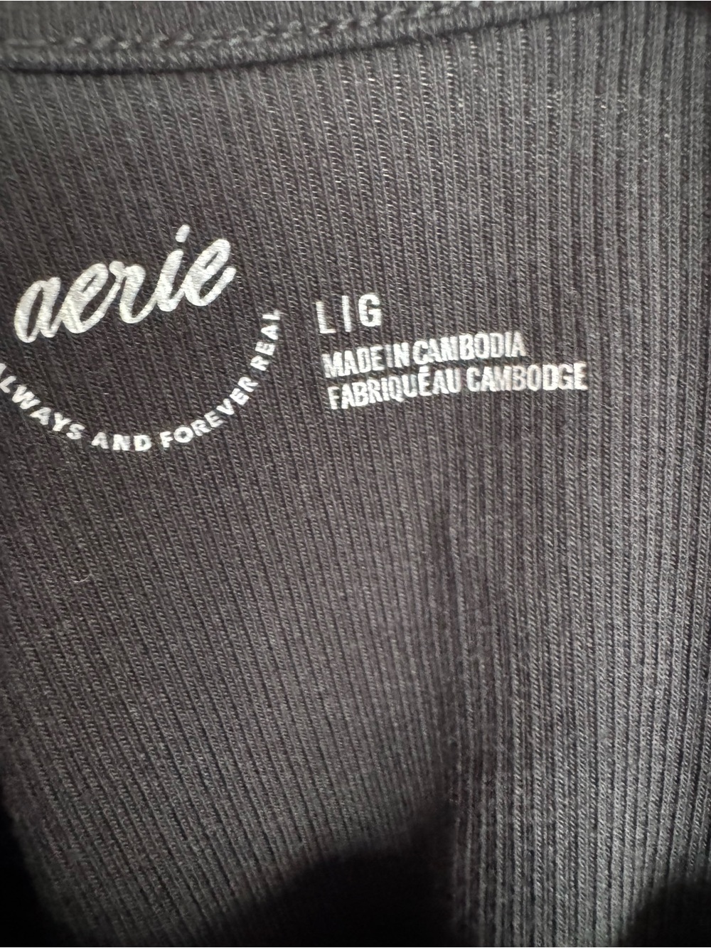 Aerie womens Black Ribbed tank Large